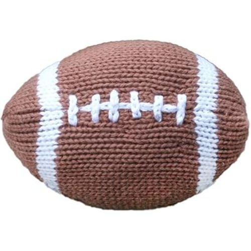 Baby Hand-Knit Phil The Football Plush Toy Rattle, All-Natural Fibers, Eco-Friendly, 100% Cotton