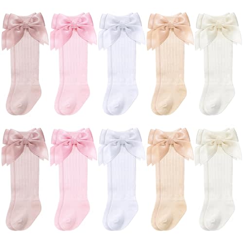 Mepase 10 Pairs Long Preemie Socks Premature Newborn Baby Knee Cotton Socks for Girls Boys Infant Toddler