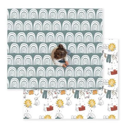JumpOff Jo - Waterproof Foam Padded Play Mat for Infants, Babies, Toddlers, Play Pens & Tummy Time, Foldable Activity Mat - Rainbow Dash