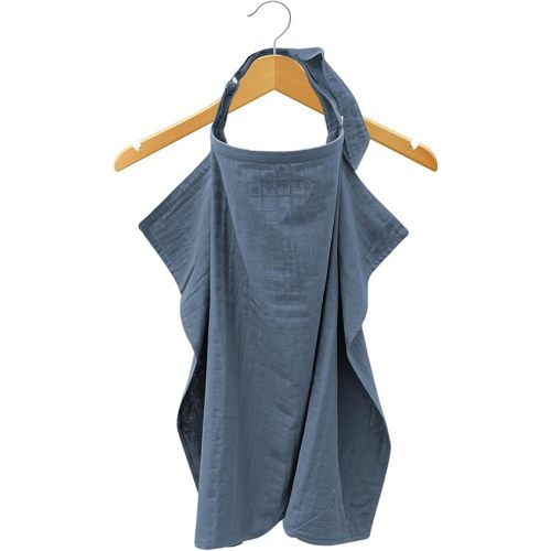 MOZAH 100% Organic Cotton Muslin Nursing Cover for Baby Breastfeeding, Breathable 100% Cotton Breastfeeding Cover with Rigid Hoop for Mother Nursing Apron, Multi-use Carseat Canopy (Blue Mirage)