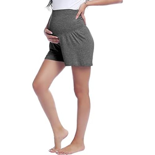 Joyaria Women's Bamboo Viscose Maternity Loose Comfy Yoga Shorts Workout Running Pajama/Sleep Pregnant Shorts(Gray,XXL) at Amazon Women’s Clothing store