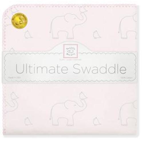 Ultimate Swaddle Blanket - Sterling Deco Elephants, Sunwashed Pink