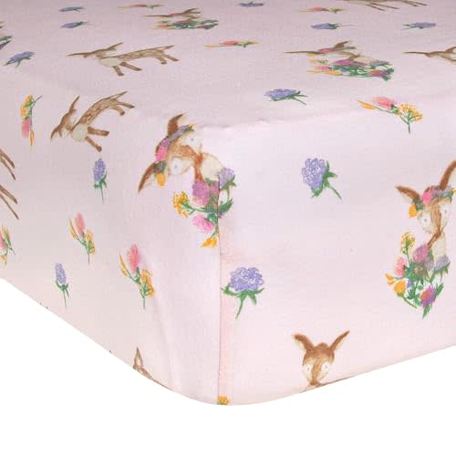 Burt's Bees Baby Print Fitted Crib Sheet Organic Cotton BEESNUG - Sweet Doe Prints, Fits Unisex Standard Bed and Toddler Mattress, Infant Essentials, 52 x 28 Inch 1-Pack