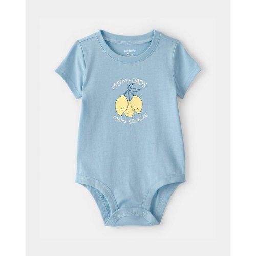 Baby 'Main Squeeze' Lemon Graphic Bodysuit - Blue | Carter's