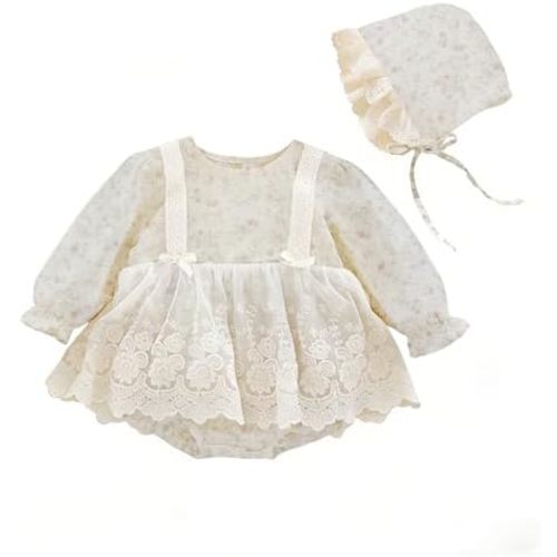 Baby Girl Floral Romper with Bonnet (0-3 mo)