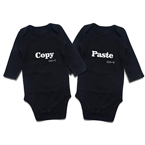 DEFAHN Funny Twins Baby Bodysuits Boys Girls Rompers 2 Pack Twin Matching Clothes Outfits for Newborn Infant