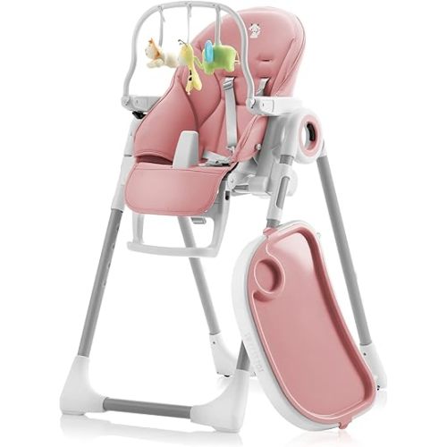 Sweety Fox Baby High Chair Adjustable to 7 Different Heights - Pink Baby Chair - Silla para Comer de Bebe - Foldable High Chairs for Babies and Toddlers