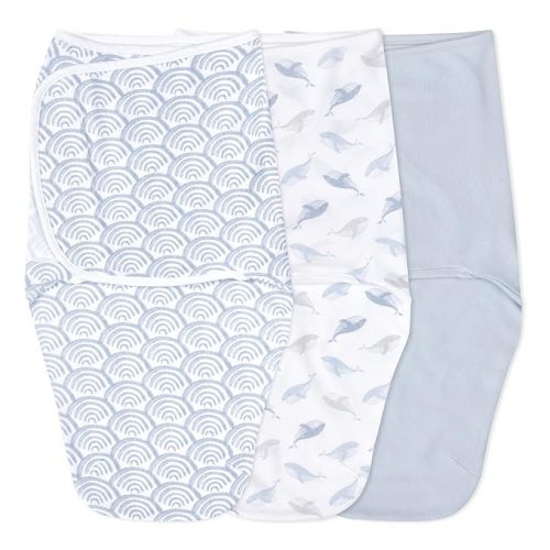 aden + anais Easy Swaddle Wrap, Newborn Wearable Swaddle Blanket, Adjustable Fasteners, 100% Cotton, 3 Pack, 0-3 Months, at Sea