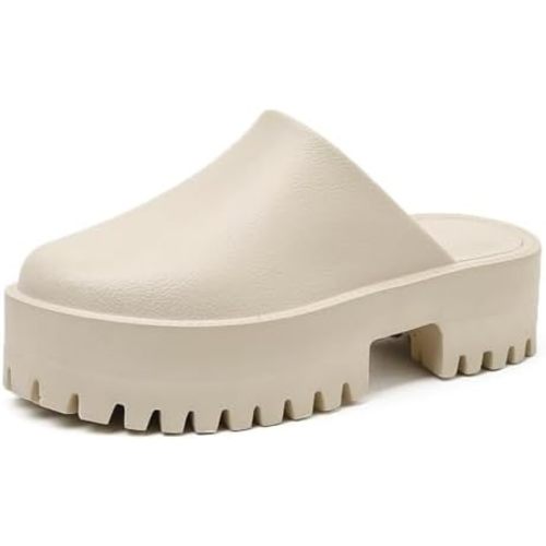 Womens Platform Mules Slip On Sandals Closed Toe Clogs Non-Slip Thick Sole Waterproof Slippers