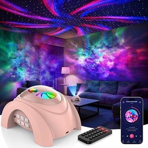 Rossetta Dual Lens Galaxy Star Aurora Projector Night Light for Bedroom