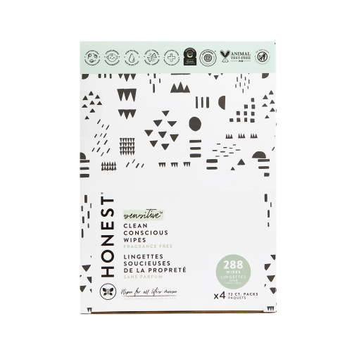 The Honest Company Cucumber Baby Wipes, 4 Resealable Packs (288 Total Wipes)