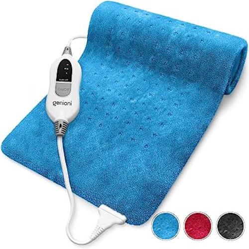 GENIANI XL Heating Pad for Back Pain & Cramps Relief, FSA HSA Eligible, Auto Shut Off, Machine Washable, Moist Heat Pad for Neck and Shoulder, Electric Heat Patch for Knee, Leg, Aqua Blue 12'‘×24’’