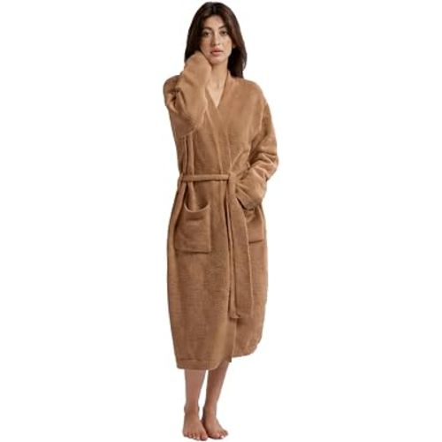 WESHIONGOO Women’s Robe Luxury Knit Bathrobe for Women Ultra-Soft Plush Fleece Robe, Cozy Spa-Like Longwear (One Size)