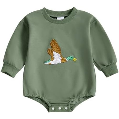 Hunting Baby Clothes Newborn Boy Girl Mallard Duck Sweatshirt Romper Long Sleeve Bubble Romper Bodysuit Fall Outfits