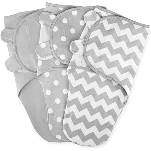 Swaddle Blanket Baby Girl Boy Easy Adjustable 3 Pack Infant Sleep Sack Wrap Newborn Babies by Comfy Cubs (Small (0-3 Month), Gray) - Grey