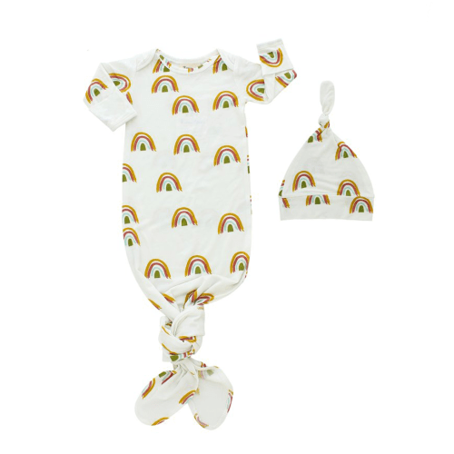 Rainbow Bamboo Gown and Hat Newborn Baby Gift Set