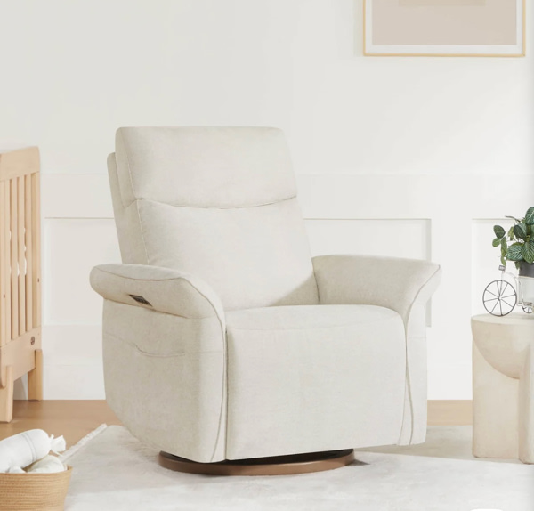 Vinca Power Swivel Nursery Glider Recliner with Power Lumbar & Headrest