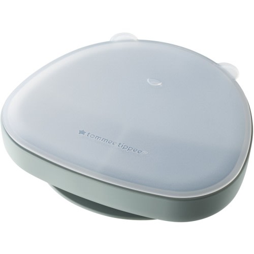 Tommee Tippee Silicone Section Plate with Hygiene Lid 4m+ - Green