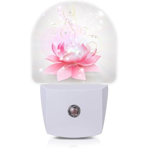 Pink Lotus Flower Night Lights Plug into Wall for Girls Boys Room,Night Light LED Lamp Dusk to Dawn Sensor Round Lamp for Bedroom Bathroom Hallway Home Wall Decor Nightlight
