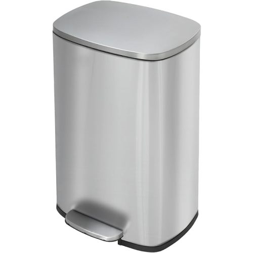 PayLessHere 13 Gallon (50L) in Home Recycling Bin Kitchen Stainless Steel Recycling Bin with Lid Removable Inner Bucket Foot Pedal Soft Close for Office Home Kitchen Garbage Can Trash Bin