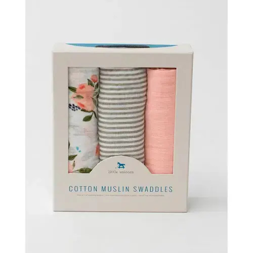Little Unicorn Muslin Swaddles 3 Pack Various Prints