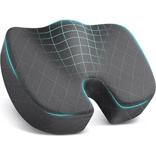 TushGuard Seat Cushion - Memory Foam Cushion for Office Chair, Car Seat, Airplane, Bleacher - Sciatica & Hip & Coccyx Pain Relief Desk Chair Cushion for Long Sitting Office Workers, Car Drivers