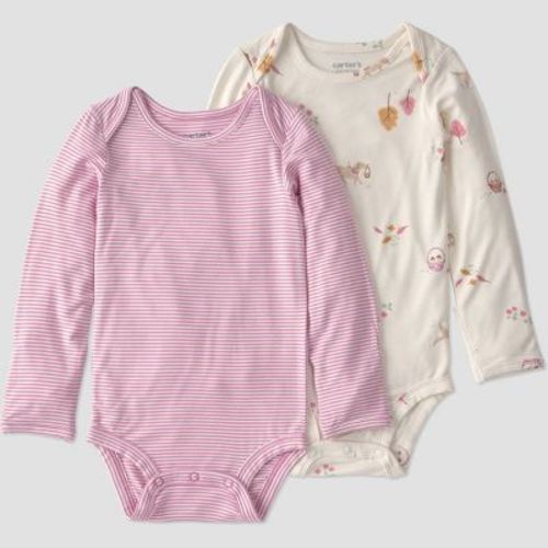 Carter's Just One You® Baby Girls' 2pc harvest Comfy Soft Long Sleeve Bodysuit - Pink/Ivory Newborn