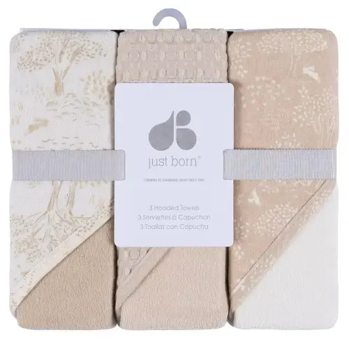 Just Born Baby 3-Pack Hooded Towels