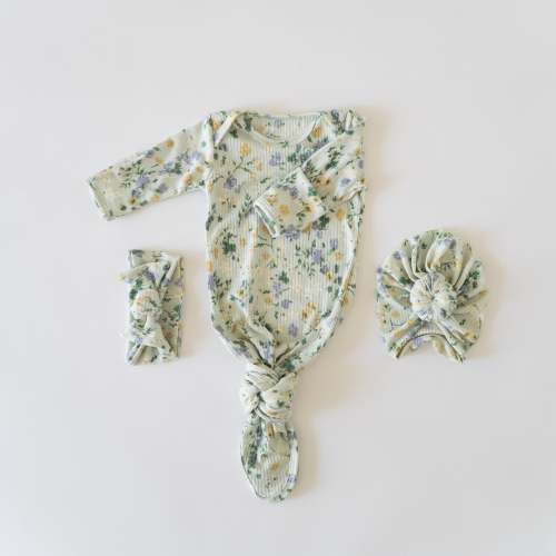 Sleeper and Headwrap Set in Secret Garden
