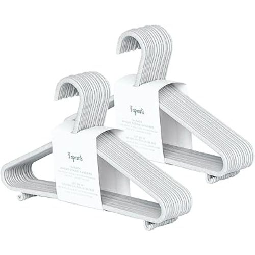 3 Sprouts Sustainable Wheat Straw Plastic Toddler & Kids Hangers – Pack of 30 Infant Baby Clothes Hangers for Closet Organization – Small Children's Hanger for Nursery - Speckled Gray