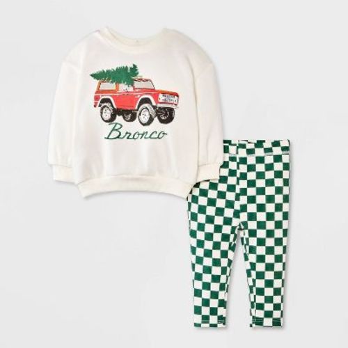 Baby Boys' Ford Bronco Christmas Tree Fleece Sweatshirt & Pants Set - Off-White