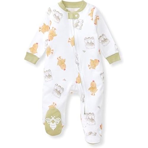 Burt's Bees Baby Boys' Sleep & Play PJs, 100% Organic Cotton One-Piece Zip Front Jumpsuit, Baby Boys Footie Pajamas & PJs