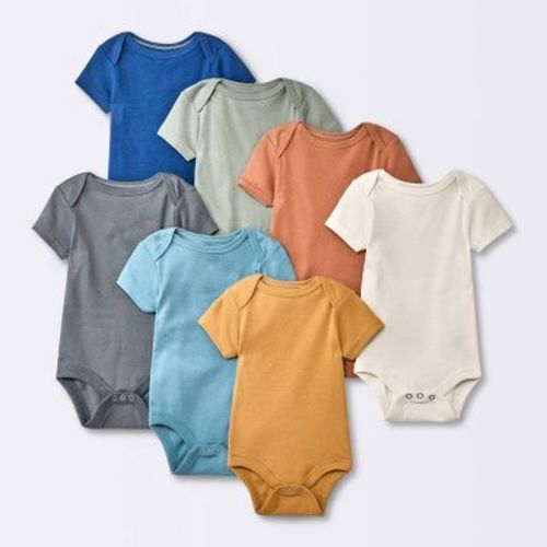 Baby 7pk Short Sleeve Bodysuit - Cloud Island™ Orange