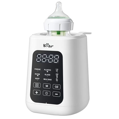 Bear Baby Bottle Warmer, Milk Warmer Breastmilk Bag Formula Fast Warming for New Born Baby Bottles, with Time Temp Control Automatic Shut Off at Home Use