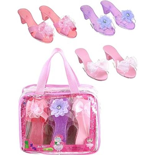 3 Pack Dress Up Kids Royalty Heels - Pretend Play High Heels for Kids, Princess Play Dress Shoes - Toddler Size 7-10