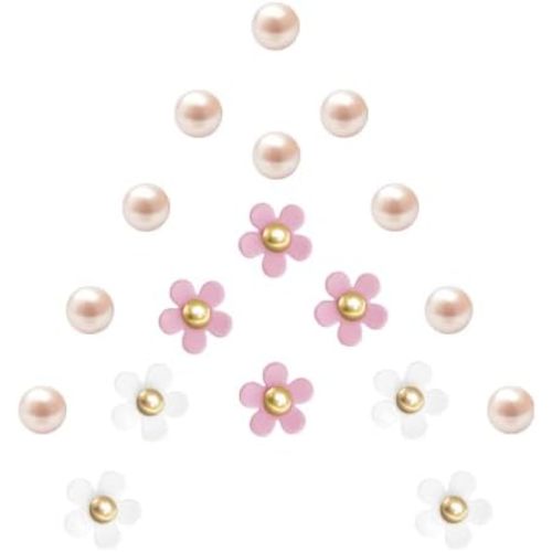 Cute Flower Shoe Charms for Women, 18Pcs Acrylic Daisy Charms with Pearls Decoration for Girls' Clog Sandals, DIY Shoe Decoration Charms, Perfect Birthday Party Favors