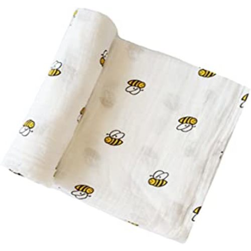 NUOLUX Muslin Swaddle Blanket Newborn Baby Infant Gauze Cotton Wrapping (Littie Bee) 1
