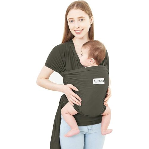 Acrabros Baby Wrap Carrier,Hands Free Baby Carrier Sling,Lightweight,Breathable,Softness,Perfect for Newborn Infants and Babies Shower Gift,Black