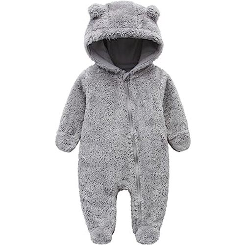 Newborn Baby Jumpsuit Hooded Fleece Rompers Long Sleeve Onesies Outwear Outfits