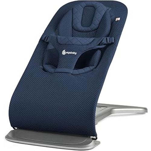 Ergobaby Evolve 3-in-1 Bouncer, Adjustable Multi Position Baby Bouncer Seat, Fits Newborn to Toddler, Midnight Blue