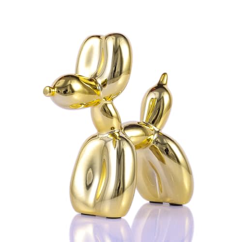 XIAOMAGG Gold Balloon Dog Decor,Gold Room Decor,Balloon Animal Decor,Shelf Decor Preppy Room Decor,Cute Statue Home Decor, Bedroom Modern Sculpture Desk Decor,Golden Decorations Figurines,Gold Decor