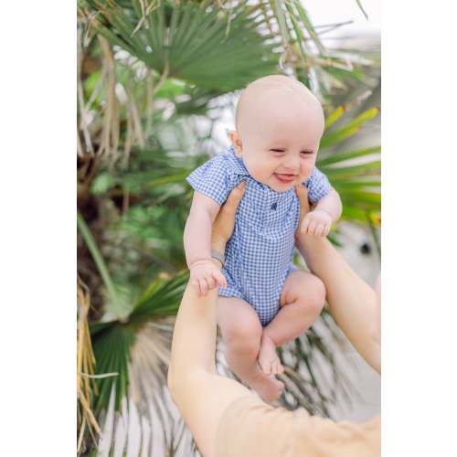 Blue Gingham Polo Onesie