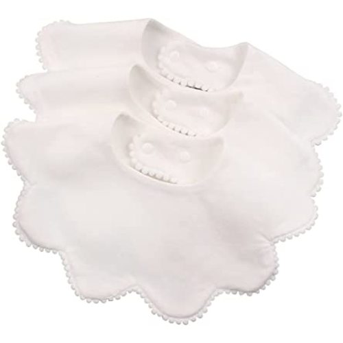 JANGANNSA 3 PCS White Flower Baby Bibs Infant Burp Clothes For Baby Girls Saliva Towel Cotton Infant Toddler Girls Bibs
