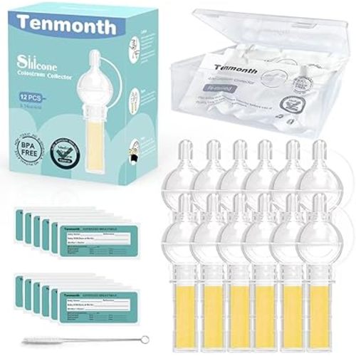 Colostrum Collector Kit Tenmonth Breast Milk Collector with Storage Case Set, Portable Colostrum Container Ready-to-Use, BPA Free 0.1oz/4ml, 6pcs