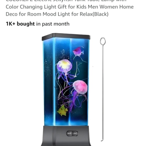 COLORLIFE Electric Jellyfish Tank Table Lamp with Color Changing Light Gift for Kids Men Women Home Deco for Room Mood Light for Relax(Black) - Amazon.com