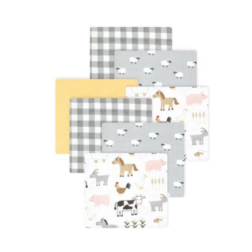 Little Treasure Hudson Baby Cotton Poly Flannel Blanket Swaddle 7Pk Multipack