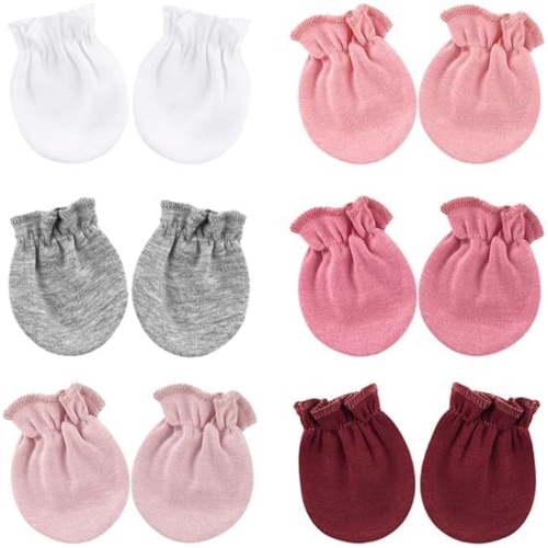 6 Pairs Anti-scratch Infant Mittens Newborn Baby Mittens Topboutique No Scratch Infant Gloves Mitten Unisex-Baby Mittens Cotton Elastic Wrist Gloves Infant Toddler Mittens for Boy Girl 0-6 Months