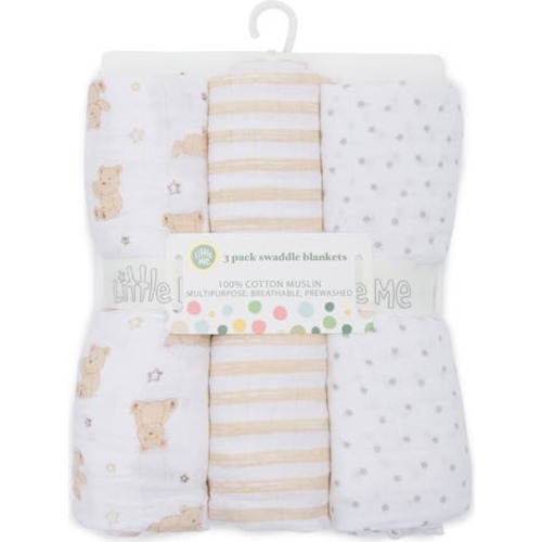 Little Me 3-Pack Cotton Muslin Swaddle Blankets | Nordstromrack
