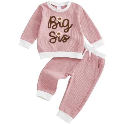 Toddler Infant Baby Girl Fall Winter Clothes Big Sister Little Sister Matching Outfits Sweatshirt Pants Set