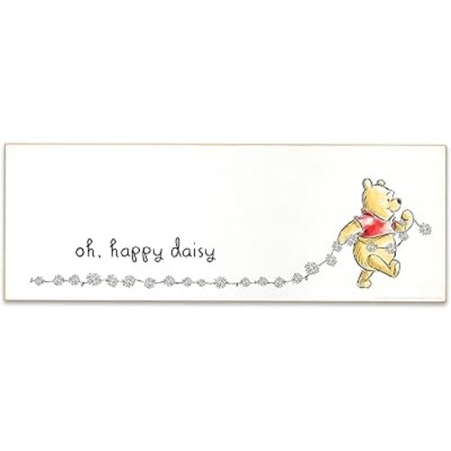 Disney Winnie the Pooh Oh Happy Daisy Wood Wall Decor - Large Winnie the Pooh Wall Art for Kids' Bedroom, Nursery or Home Decor